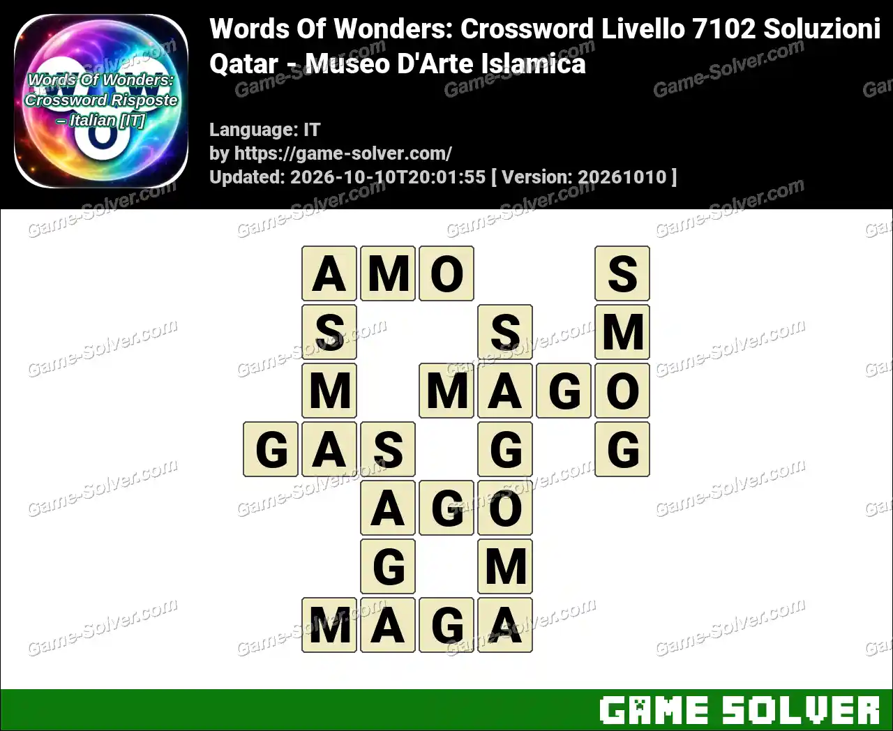 Words Of Wonders: Crossword Livello 7102 Soluzioni – Qatar – Museo D’Arte Islamica